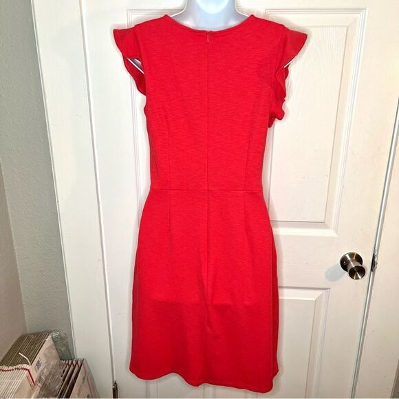 Dip Ruffle Sleeveless Stretchy Sporty Dress Orange Red 8 - Picture 6 of 9